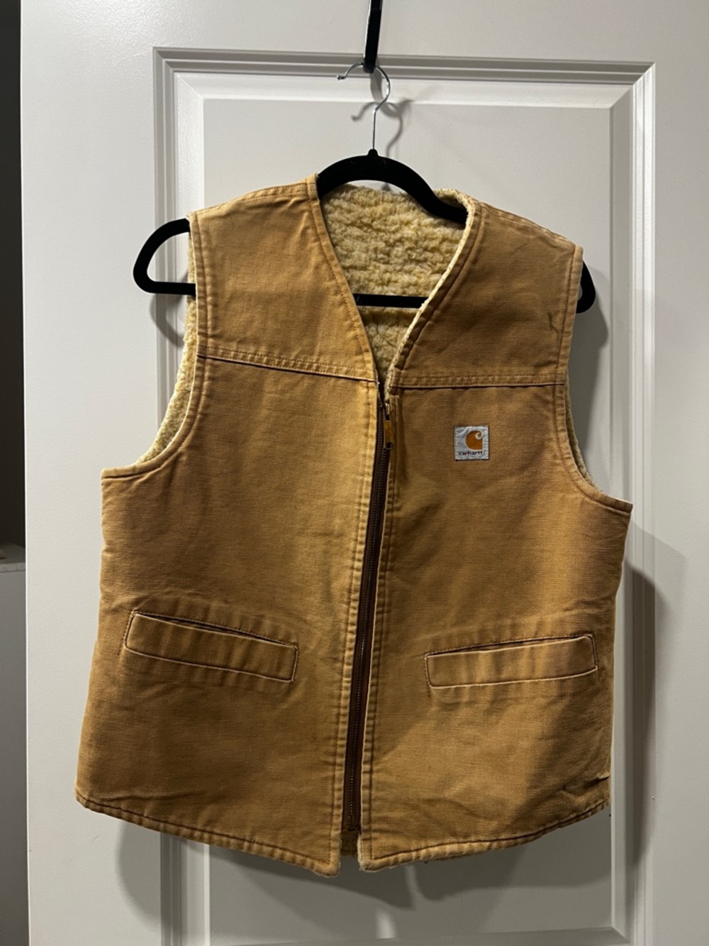 Carhartt Sherpa-Lined Duck Canvas Vest in Brown